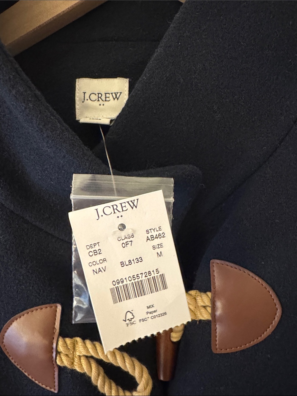 J. Crew Navy Wool Toggle Cape with Leather Accents - Picture 3 of 6